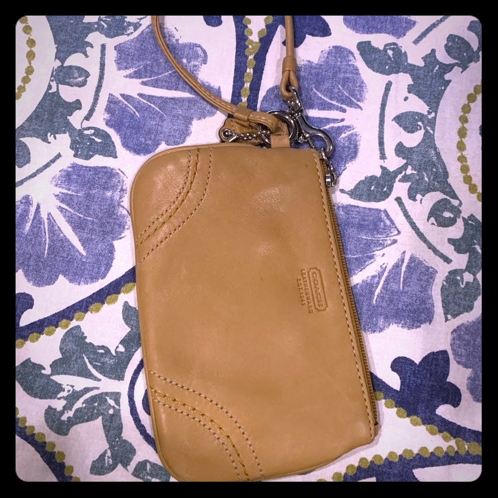 Coach light brown wristlet